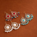 Bohemian Ethnic Vintage Alloy Sunburst Chandelier Tassel Beaded Crystal Vacation Statement Earrings view 2