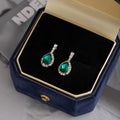 Elegant Green Teardrop Zircon Rhinestone Stud Earrings For Women Luxury Alloy Silver Needle Earrings view 3