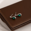 Elegant Green Teardrop Zircon Rhinestone Stud Earrings For Women Luxury Alloy Silver Needle Earrings view 4