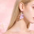 Elegant French Vacation White Acrylic Pearl Flower Rhinestone Long Tassel Drop Dangle Women's Earrings view 4