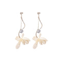 Elegant French Vacation White Acrylic Pearl Flower Rhinestone Long Tassel Drop Dangle Women's Earrings view 5