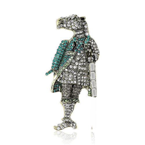 Alloy Rhinestone Knight Shield Brooch Pin For Suits And Lapels