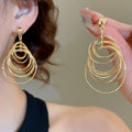 Alloy Metallic Geometric Hoop Earrings, European American Light Luxury Fashion Jewelry for Women view 3