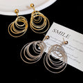 Alloy Metallic Geometric Hoop Earrings, European American Light Luxury Fashion Jewelry for Women view 2
