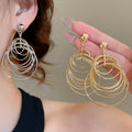 Alloy Metallic Geometric Hoop Earrings, European American Light Luxury Fashion Jewelry for Women view 1