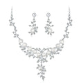 Black Silver Tone Pearl Crystal Branch Crystal Pearl Look Metal Necklace and Earring Set view 6
