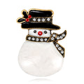 Black Silver Tone Christmas Snowman Two Designs Metal Brooch Pin view 6