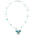 Fresh Style Rhinestone Glass Pearl Butterfly Pendant Necklace For Women view 5