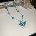 Fresh Style Rhinestone Glass Pearl Butterfly Pendant Necklace For Women view 4