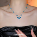 Fresh Style Rhinestone Glass Pearl Butterfly Pendant Necklace For Women view 1