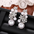 Faux Pearl Princess Drop Earrings For Women With Fresh Sakura Flower Floral Jewelry Design view 3