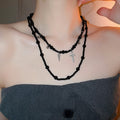 Y2K Glass Beaded Cross Pendant Necklace Dark Gothic Geometric Clavicle Jewelry view 3
