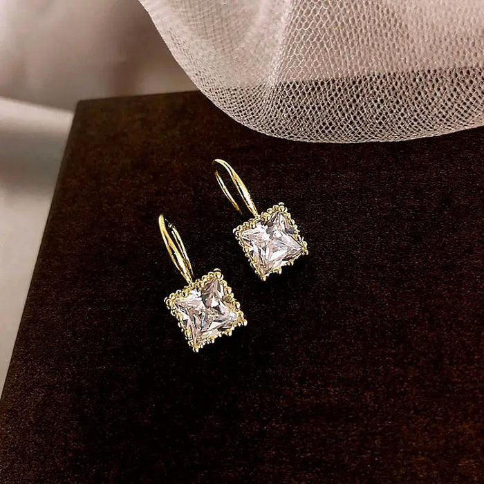 Minimalist French Square Drop Earrings For Women, Simple Daily Wear Fashion Accessories