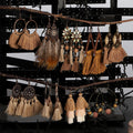 Vintage Ethnic Wood Bead Flower Feather Tassel Drop Earrings Geometric Boho Ear Hook Jewelry for Women view 1