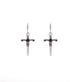 Vintage Punk Silver Alloy Rhinestone Black Cross Pendant Hoop Studs Gothic Luxury Fashion Earrings view 5