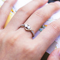Two Tone Swirl Round Stone Ring In A Polished Decorative Design view 4