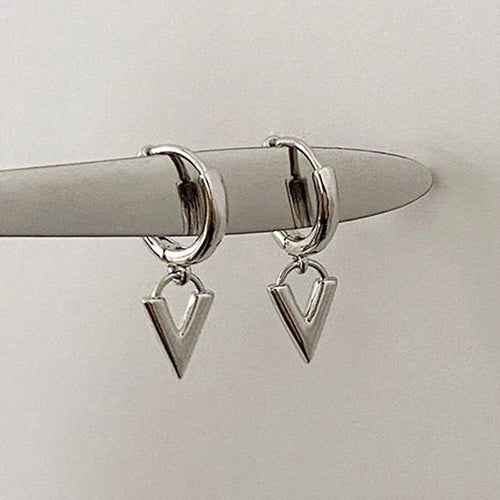Unisex Geometric Triangle Earrings With Tech Inspired Design, Chic Trendy Fashion Jewelry