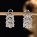 Electroplated Metal Earrings With Two Tone Hollow Design, Elegant Fashion Jewelry Accessories view 3