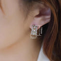 Electroplated Metal Earrings With Two Tone Hollow Design, Elegant Fashion Jewelry Accessories view 4