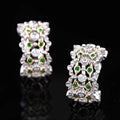 Electroplated Metal Earrings With Two Tone Hollow Design, Elegant Fashion Jewelry Accessories view 2