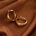 Elegant Wide Edge Alloy Hoop Stud Earrings For Women, Minimalist Brushed Metal Geometric Round Earrings view 3