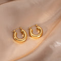 European American Metal Geometric Hollow C Shape Stainless Steel Stud Earrings Retro Statement Jewelry view 4