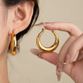 European American Metal Geometric Hollow C Shape Stainless Steel Stud Earrings Retro Statement Jewelry view 3
