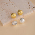 Luxury Hammered Half Dome Alloy Stud Earrings For Women Gold Silver Plated Textured Statement Earrings view 4