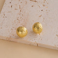 Luxury Hammered Half Dome Alloy Stud Earrings For Women Gold Silver Plated Textured Statement Earrings view 2