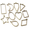 Antique Bronze Zinc Alloy Hollow Frame Heart Teardrop Geometric Resin Bezel Earring Pendant Earrings view 1