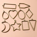 Antique Bronze Zinc Alloy Hollow Frame Heart Teardrop Geometric Resin Bezel Earring Pendant Earrings view 4