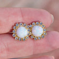 Sparkling Crystal Faux Opal Stud Earrings For Women, Micro Paved Zircon Elegant Jewelry view 2