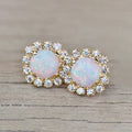 Sparkling Crystal Faux Opal Stud Earrings For Women, Micro Paved Zircon Elegant Jewelry view 5