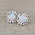 Sparkling Crystal Faux Opal Stud Earrings For Women, Micro Paved Zircon Elegant Jewelry view 1