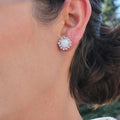 Sparkling Crystal Faux Opal Stud Earrings For Women, Micro Paved Zircon Elegant Jewelry view 3