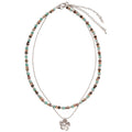 Stainless Steel Flower Beaded Pendant Necklace, European American Light Luxury Choker view 5