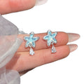 Rhinestone Resin Star Waterdrop Tassel Drop Earrings With Silver Pins, Fresh Sweet Light Luxury Style view 5