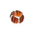 Vintage Acrylic Marbled Rectangle Bead Woven Statement Bangle With Triangle Accent view 5