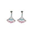 Light Luxury Copper Zircon Fan Ginkgo Leaf Pendant Drop Earrings For Women view 5
