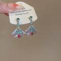 Light Luxury Copper Zircon Fan Ginkgo Leaf Pendant Drop Earrings For Women view 4