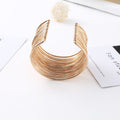 Gold and Silver Woven Wire Wide Open Cuff Bracelets view 4