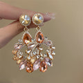 Light Luxury Alloy Rhinestone Hollow Geometric Teardrop Tassel Drop Earrings For Women – Gold view 1