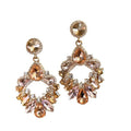 Light Luxury Alloy Rhinestone Hollow Geometric Teardrop Tassel Drop Earrings For Women – Gold view 5