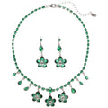 Light Luxury Copper Colorful Zircon Flower Teardrop Tassel Necklace Earrings Jewelry Set view 5