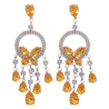 Light Luxury Copper Butterfly Rhinestone Waterdrop Tassel Drop Earrings And Collarbone Necklace view 5