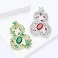 Copper Hollow Gourd Zircon Brooch Pin For Womens Apparel view 4