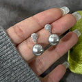 Elegant Women's Plated Faux Pearl Stud Earrings, Light Luxury Geometric Round Ear Jewelry view 2