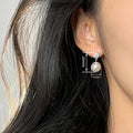 Elegant Women's Plated Faux Pearl Stud Earrings, Light Luxury Geometric Round Ear Jewelry view 4