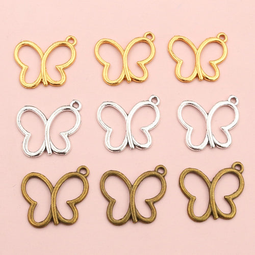 Alloy Hollow Butterfly Pendant Charm For DIY Necklace Bracelet Jewelry Accessories 17x20mm 0.8g