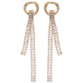 Light Luxury Copper Zircon Round Tassel Drop Earrings With Silver Pin French Geometric Design view 5